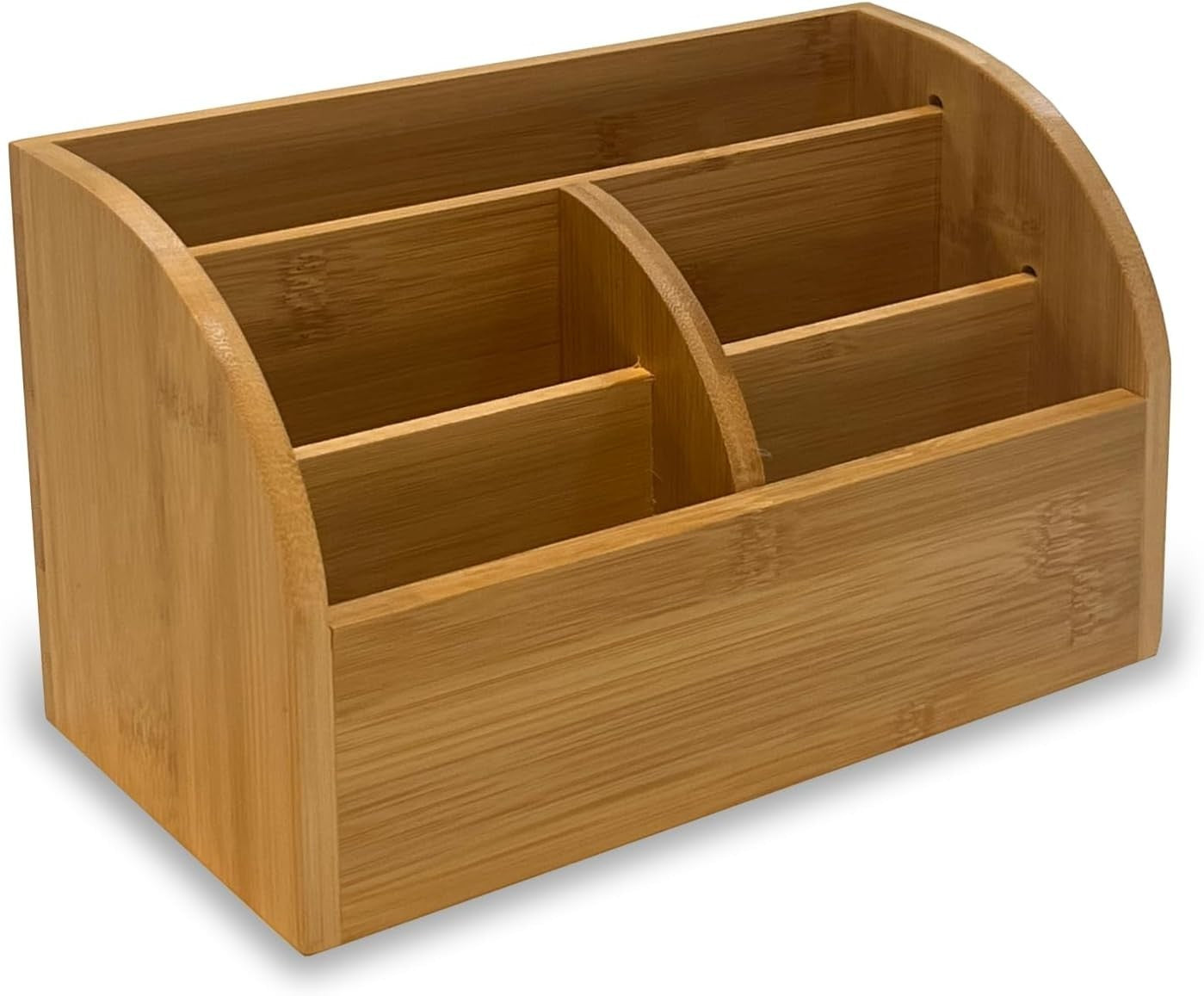 Bamboo Desk Organiser 5 Compartments Wooden Pen Holder 6-Pack