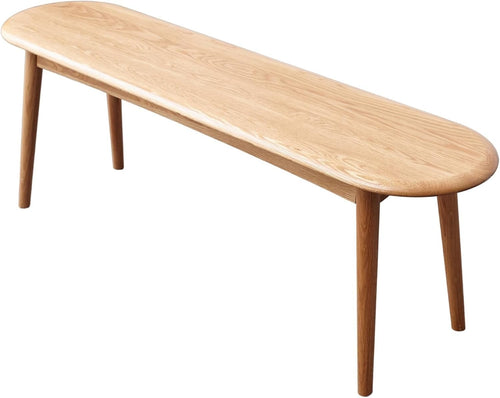 Solid Oak Wood Dining Bench Original Wood Color Half-Round Seat 47in