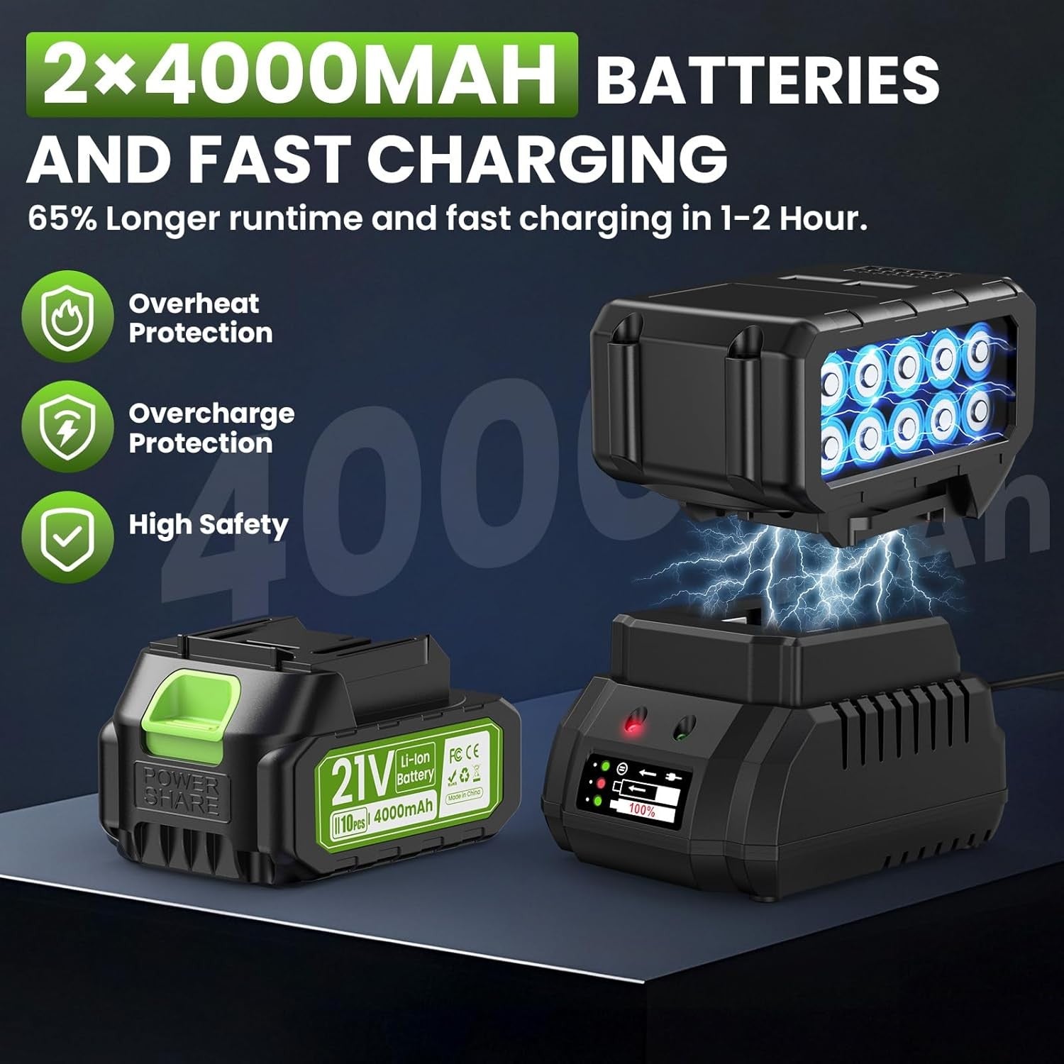 Cordless Leaf Blower 21V Dual Battery Brushless 6 Speed 245km/h Turbo