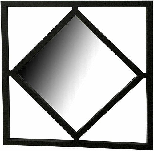Modern Square Mirror Wall Art Set 3 Black Geometric Panels Living Room Decor