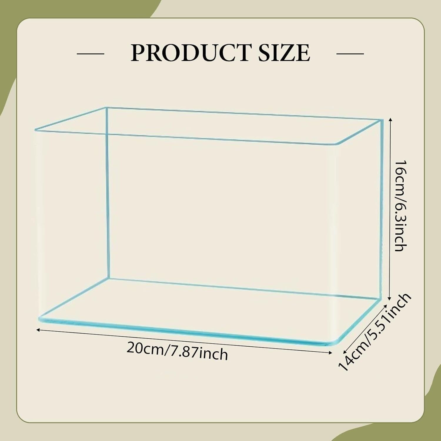 Clear Glass Fish Tank Aquarium 20x14x16cm Small Desktop Decoration