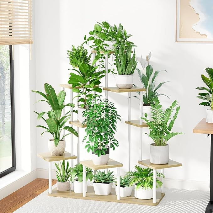 9 Tier Metal Plant Stand Indoor Outdoor Multi Shelf Flower Rack Patio Balcony