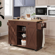 Rolling Kitchen Island Cart Drop Leaf Countertop Storage on Wheels