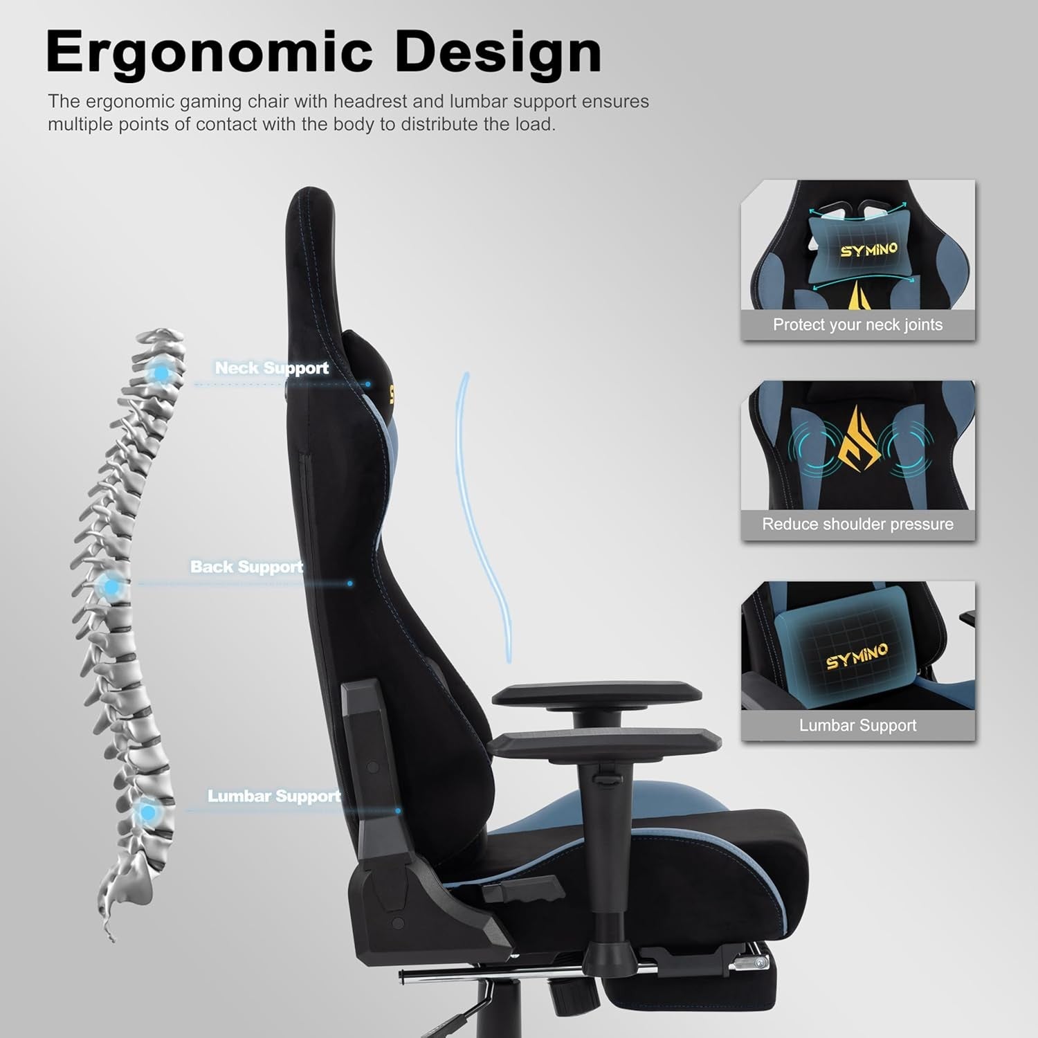 Ergonomic Gaming Chair with Footrest & Adjustable Support – PC Desk Seat