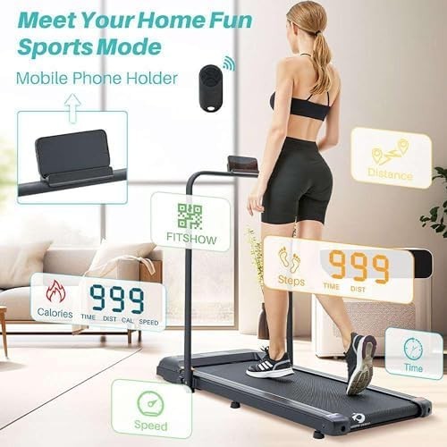 Under Desk Walking Pad Treadmill Foldable 1-10Km/H 2HP Home Cardio Gym