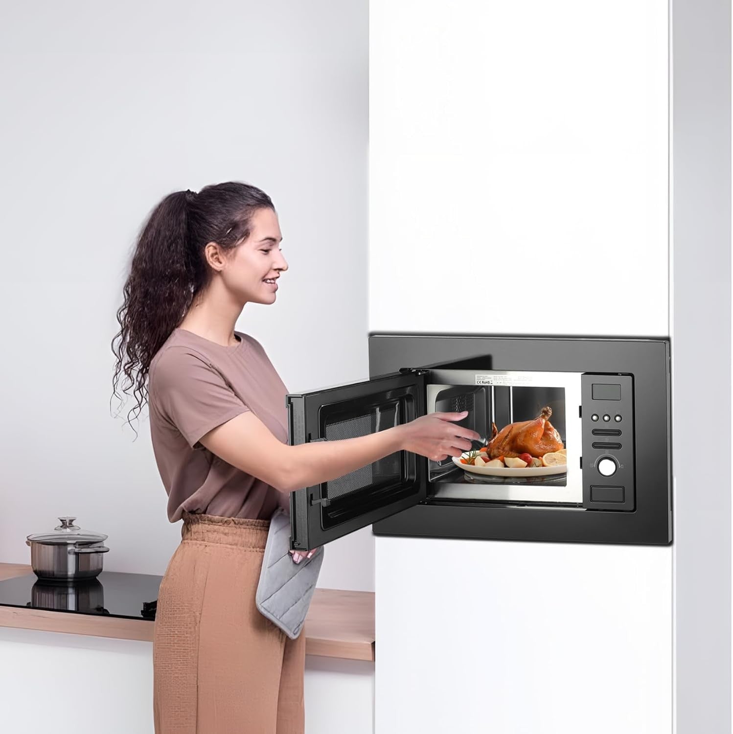 20L Built In Microwave Oven 800W Grill 1000W Digital Black