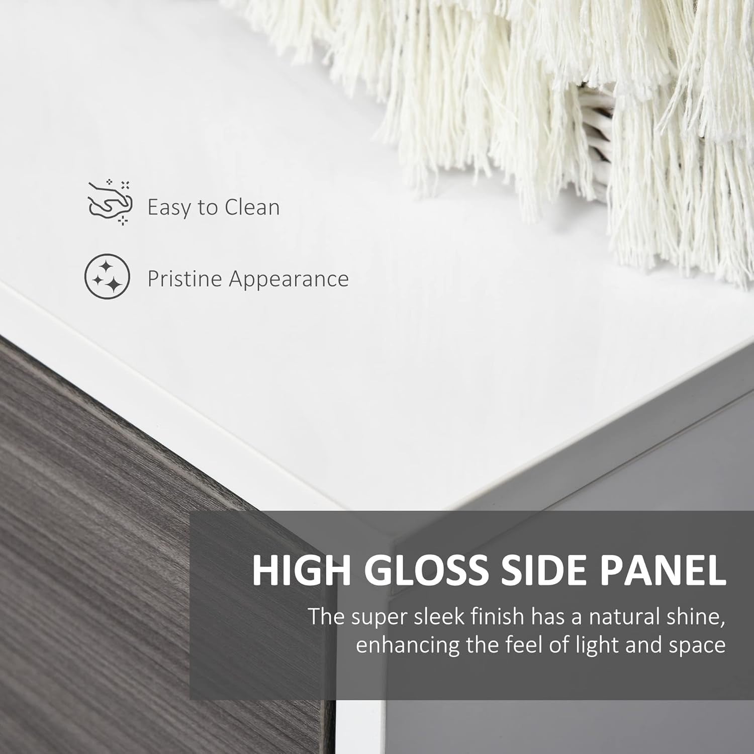 High Gloss Sideboard with Push-Open Drawers, 3 Doors, Modern Storage Unit