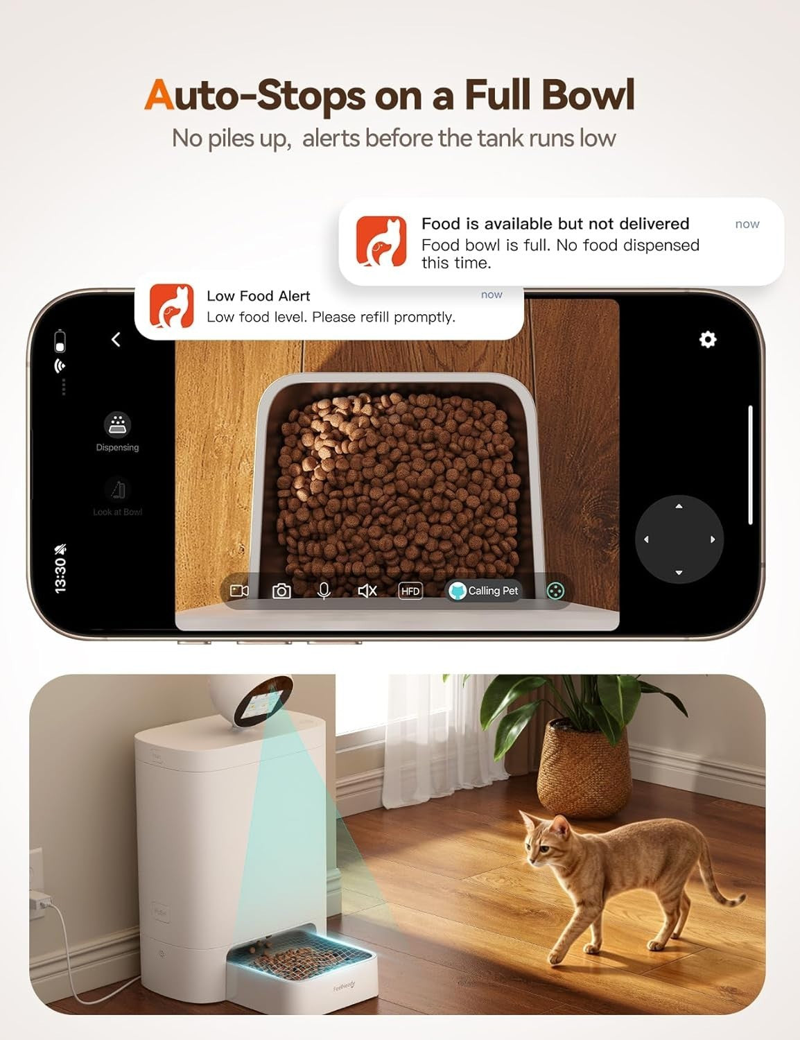 Smart Automatic Cat Feeder Camera 2K WiFi App Control 5.5L Food Dispenser