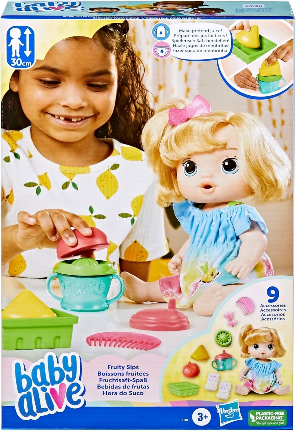 Interactive Baby Doll Fruity Drink Feeding Toy Apple Theme