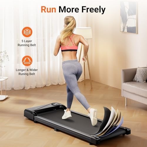 Under Desk Walking Pad 2.5HP Quiet Compact Treadmill 6km/h Portable Fitness