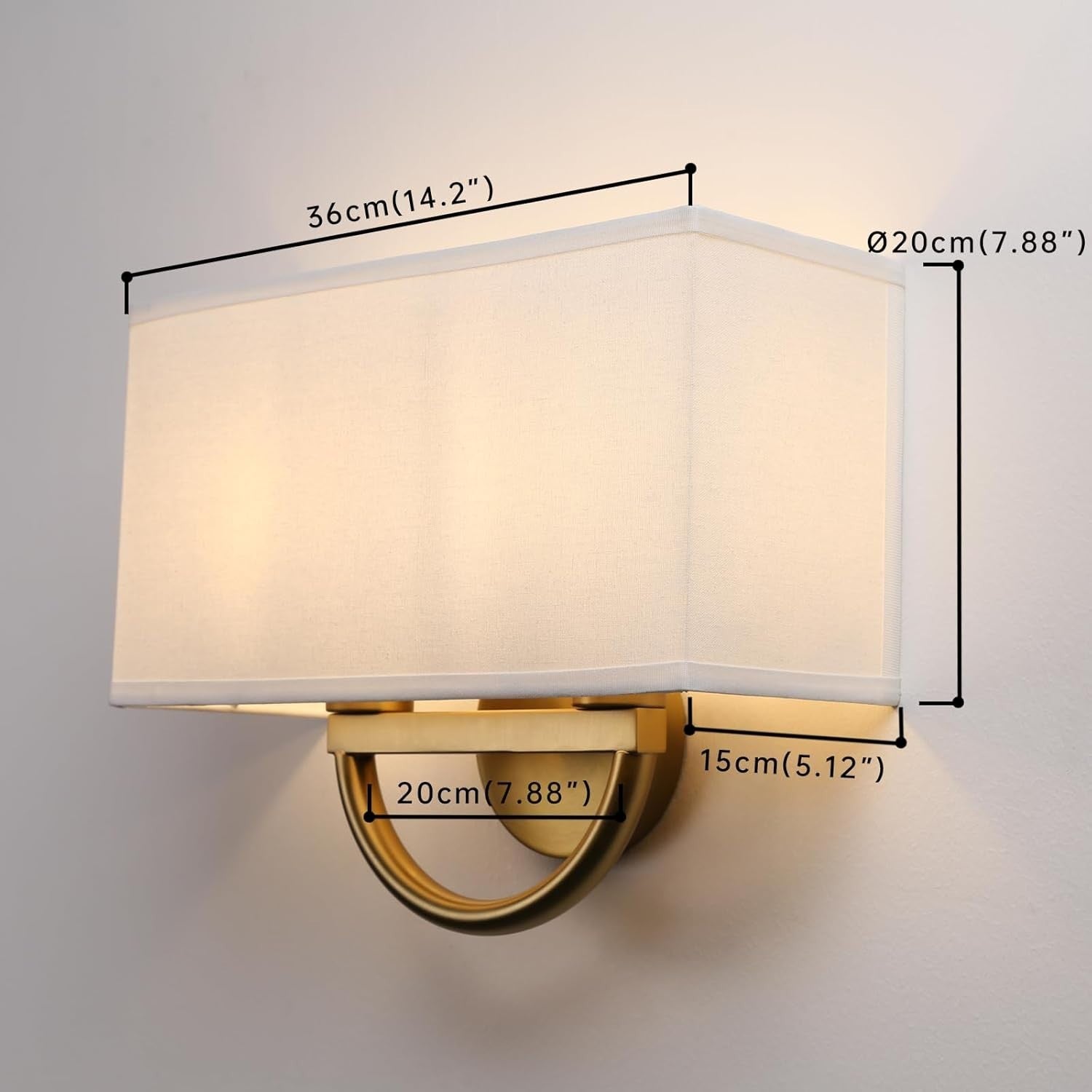 Vintage Double Wall Light Fabric Shade Antique Sconce for Bedroom & Hall