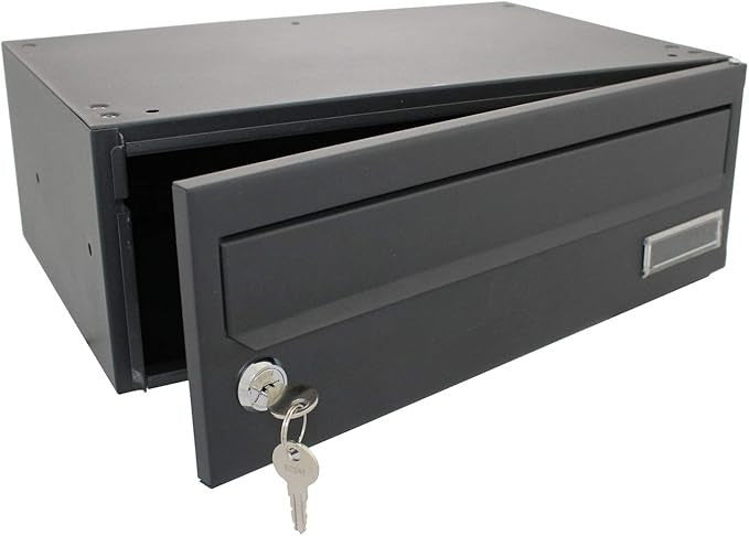 Lockable Steel Wall Post Box Black Secure Mailbox for Flats & Offices