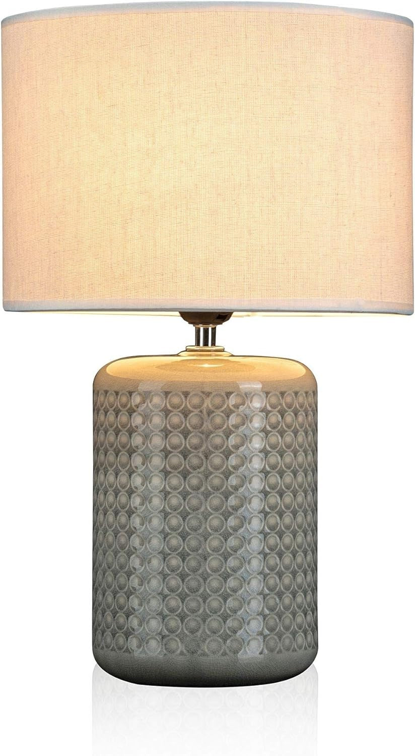 Ceramic Table Lamp Green Beige Fabric Shade Bedside Light E27 40cm