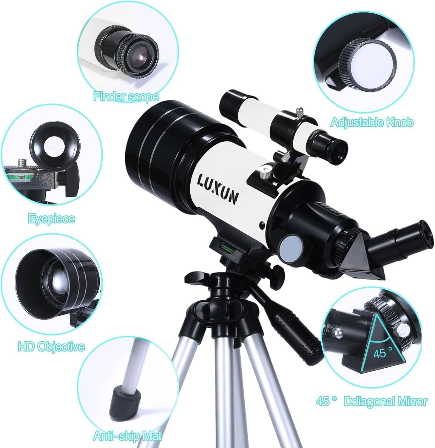 Astronomical Telescope 70mm White with 150X Magnification & Tripod