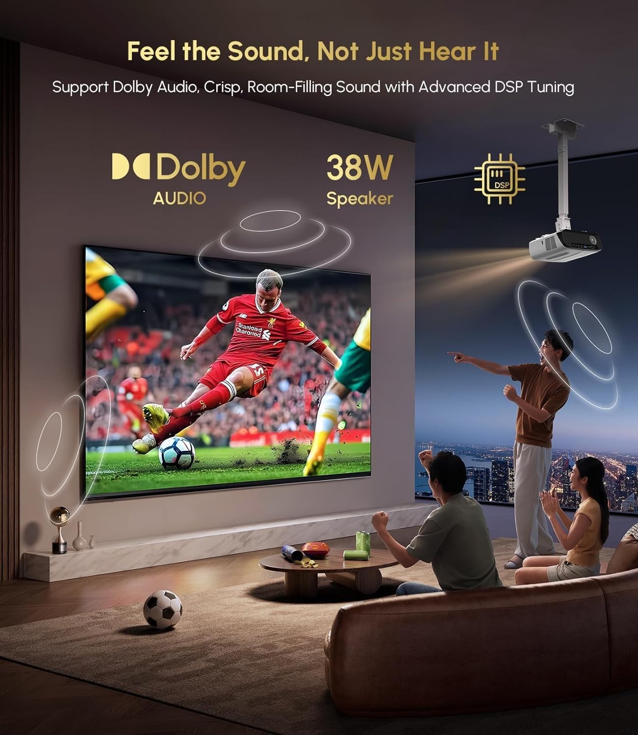2200ANSI 4K Smart Projector Google TV WiFi6 Dolby 38W