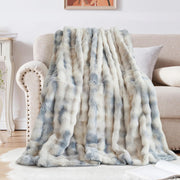 Luxury Thick Plush Fleece Throw Blanket Soft Warm Sofa Bed Blue 100x160cm