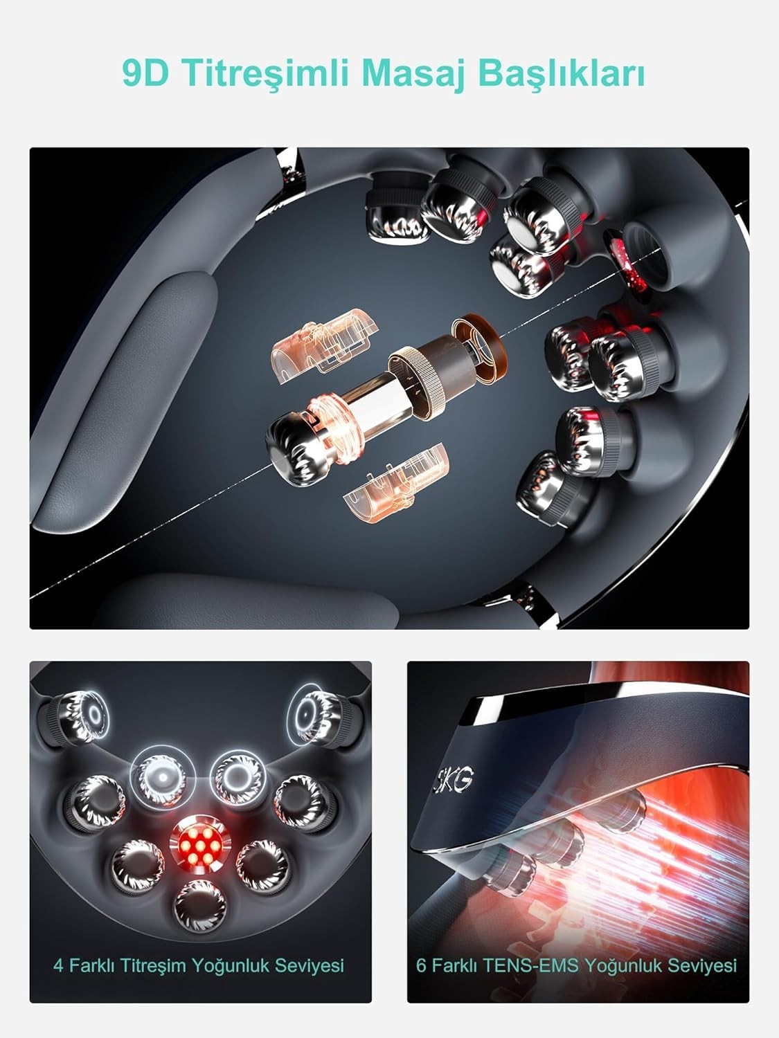 Cordless Foldable Neck Massager with Heat | Deep Tissue Vibration Relief