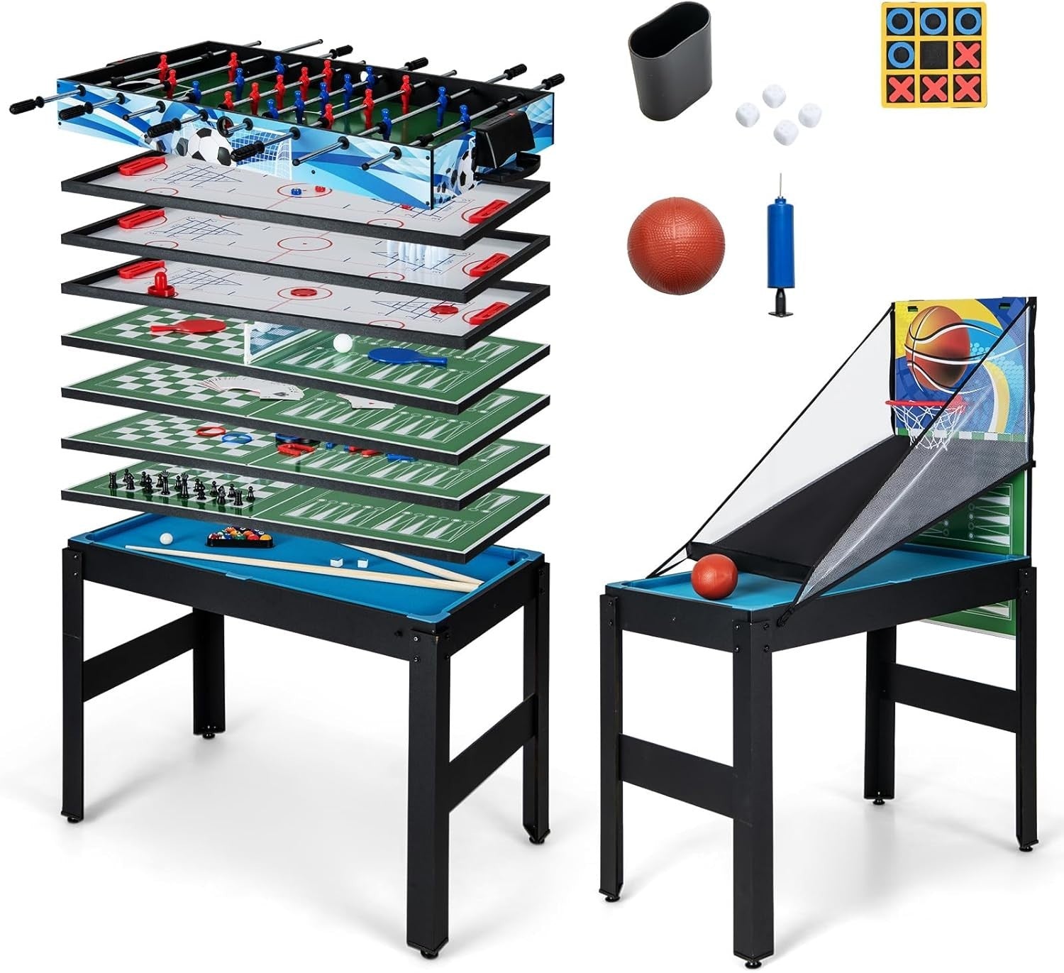 14 in 1 Multi Game Table Air Hockey Pool Foosball Tennis Arcade Set