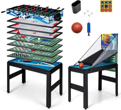 14 in 1 Multi Game Table Air Hockey Pool Foosball Tennis Arcade Set