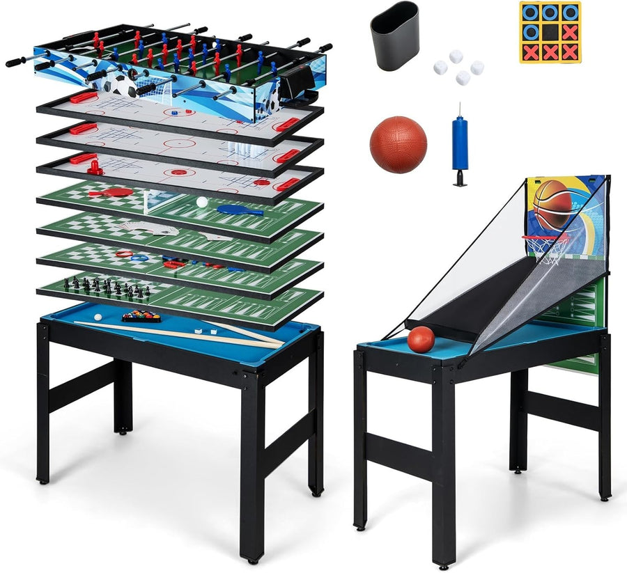14 in 1 Multi Game Table Air Hockey Pool Foosball Tennis Arcade Set