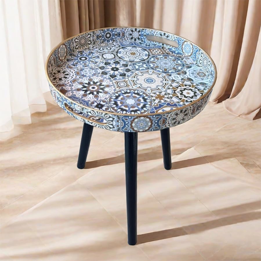 Bohemian Round Side Table – 50x38x38cm Detachable Legs