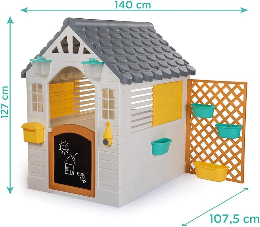 Kids Garden Playhouse with Fence Outdoor Plastic Play House Easy Build