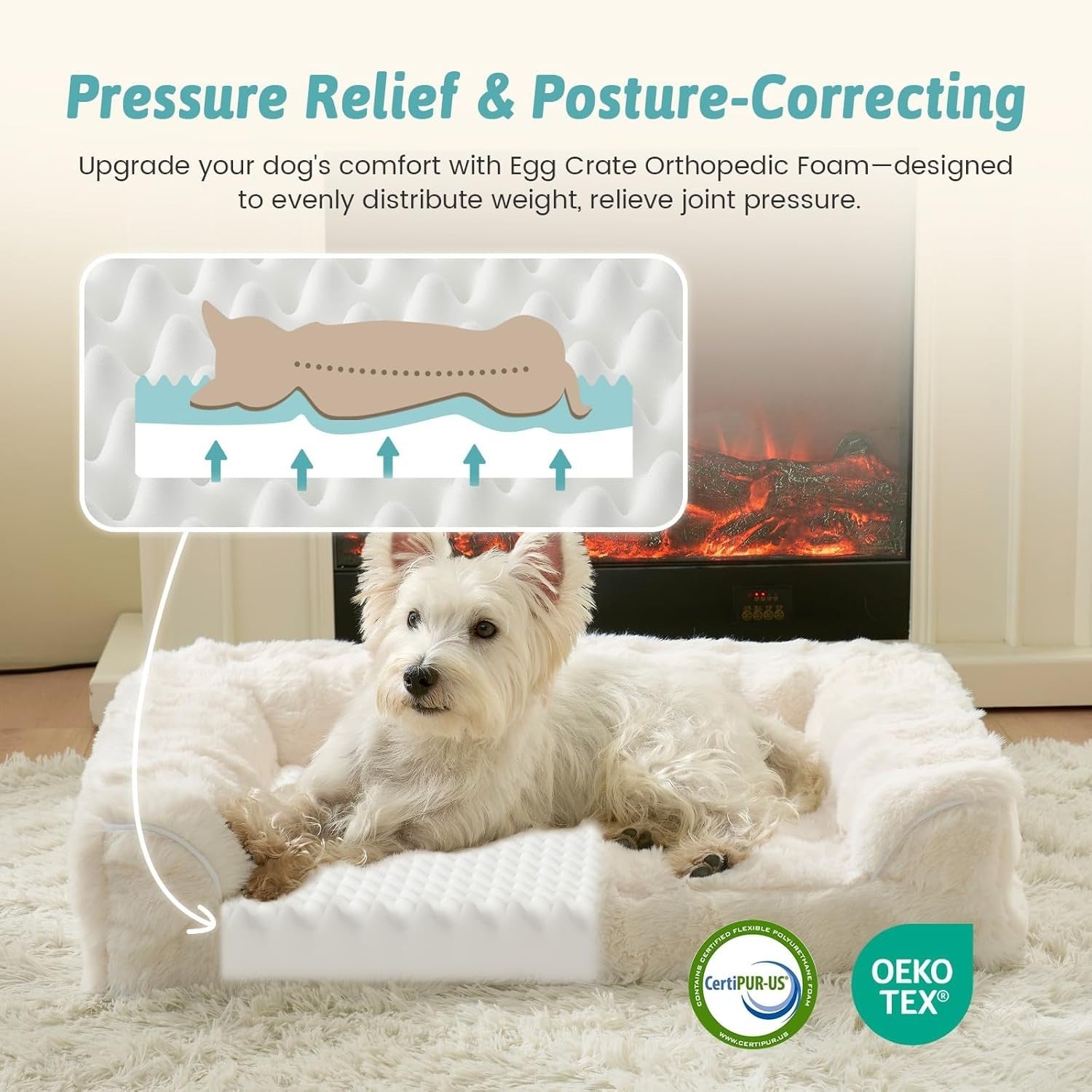 Large Orthopedic Dog Bed Sofa 91x68cm Washable U Shape