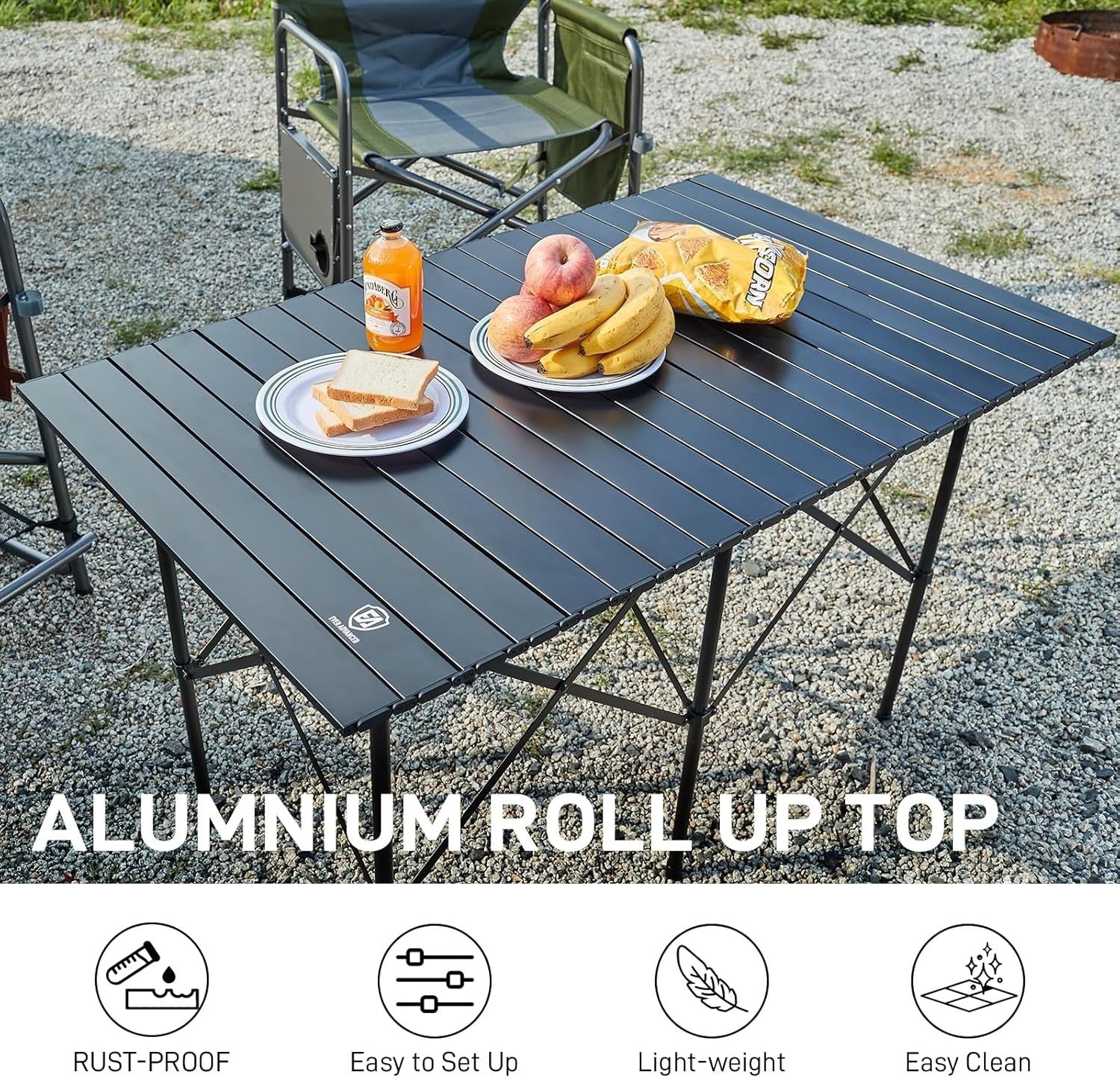 4ft Folding Camping Table Portable Roll-Up Aluminum Outdoor Picnic BBQ Table