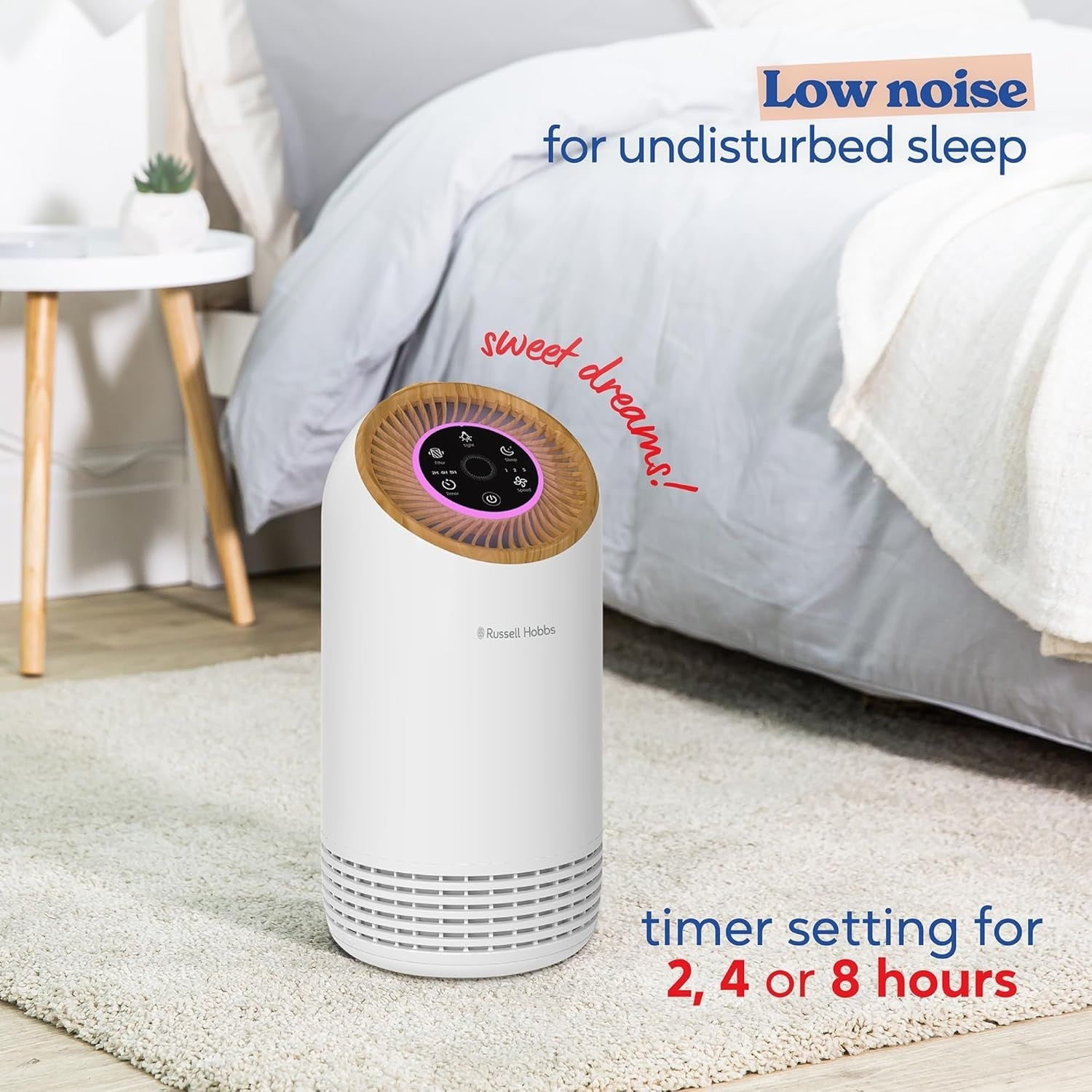 Compact HEPA Air Purifier 90m³/h Bedroom Allergy Odor Sleep Mode