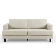 Natural Linen 3 Seater Sofa Modern Fabric Couch Cream Padded Seat Legs