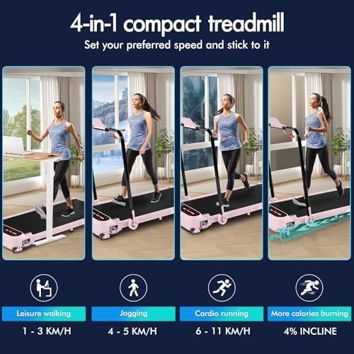 Under Desk Foldable Treadmill 3HP Walking Jogging Running Machine