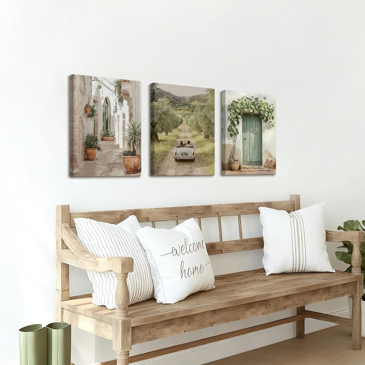 Set of 3 Vintage Italy Landscape Canvas Wall Art 30x40cm