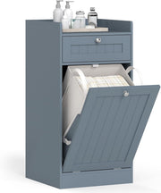 Grey Tilt-Out Laundry Cabinet with Drawer Removable Liner Bathroom Storage Unit