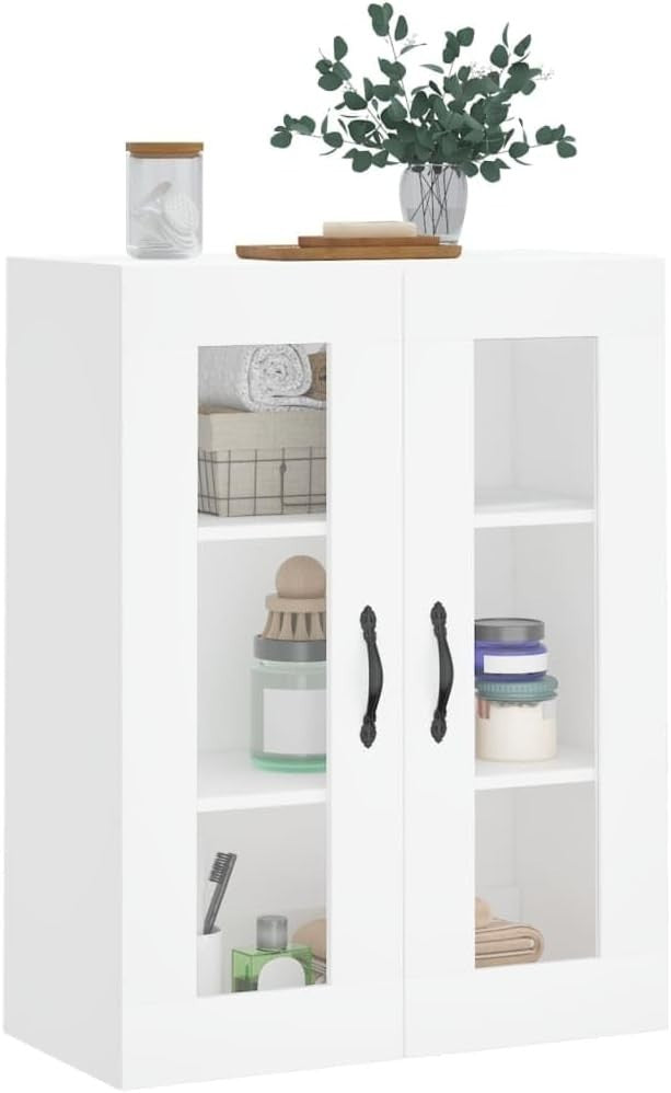 White Wall-Mounted Storage Cabinet with 3 Doors & Versatile Space Saver