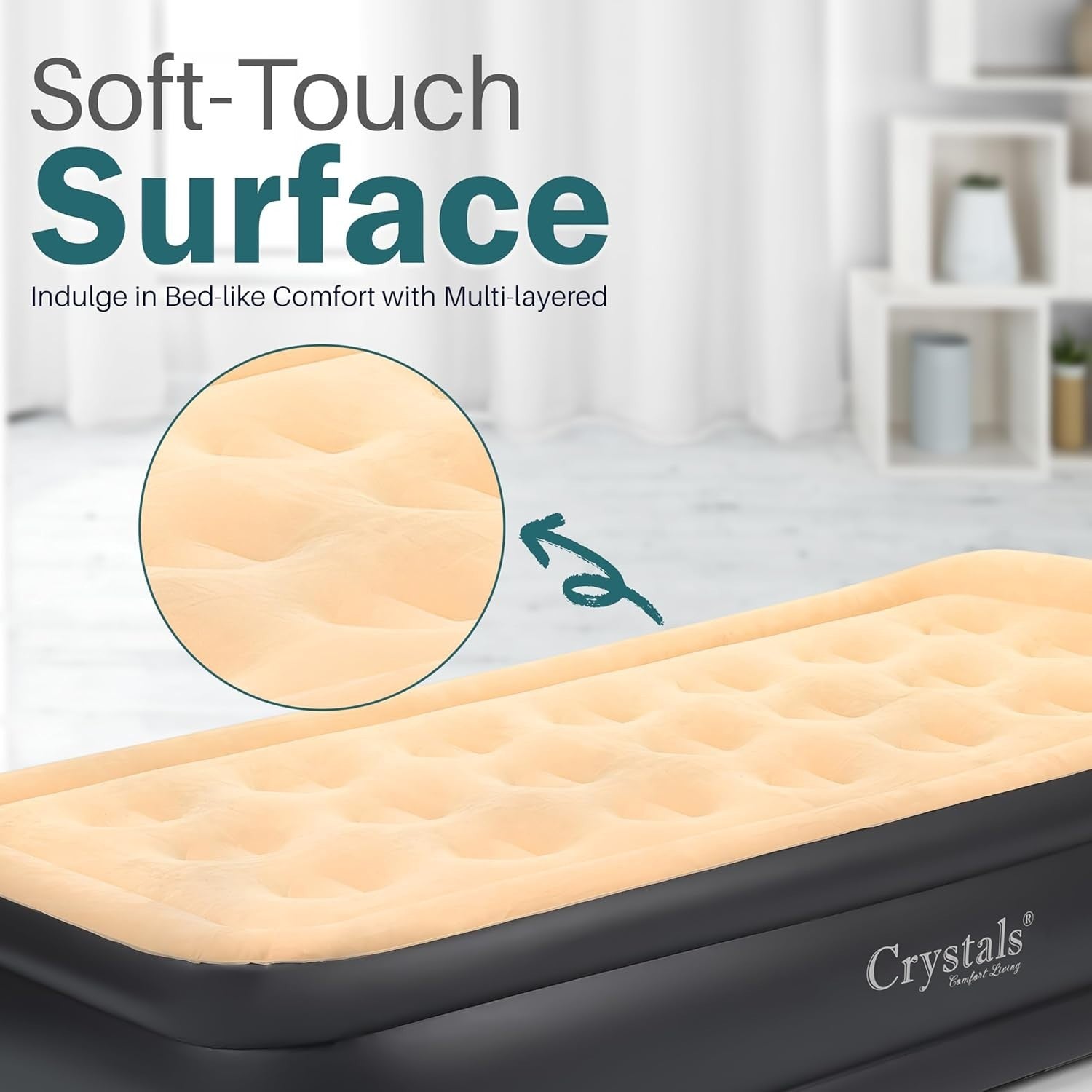 Single Inflatable Air Mattress Built-In Electric Pump Raised Camping Bed