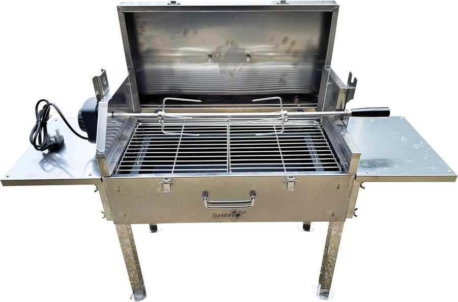 Stainless Steel Rotisserie BBQ Grill Portable Outdoor Charcoal Barbecue