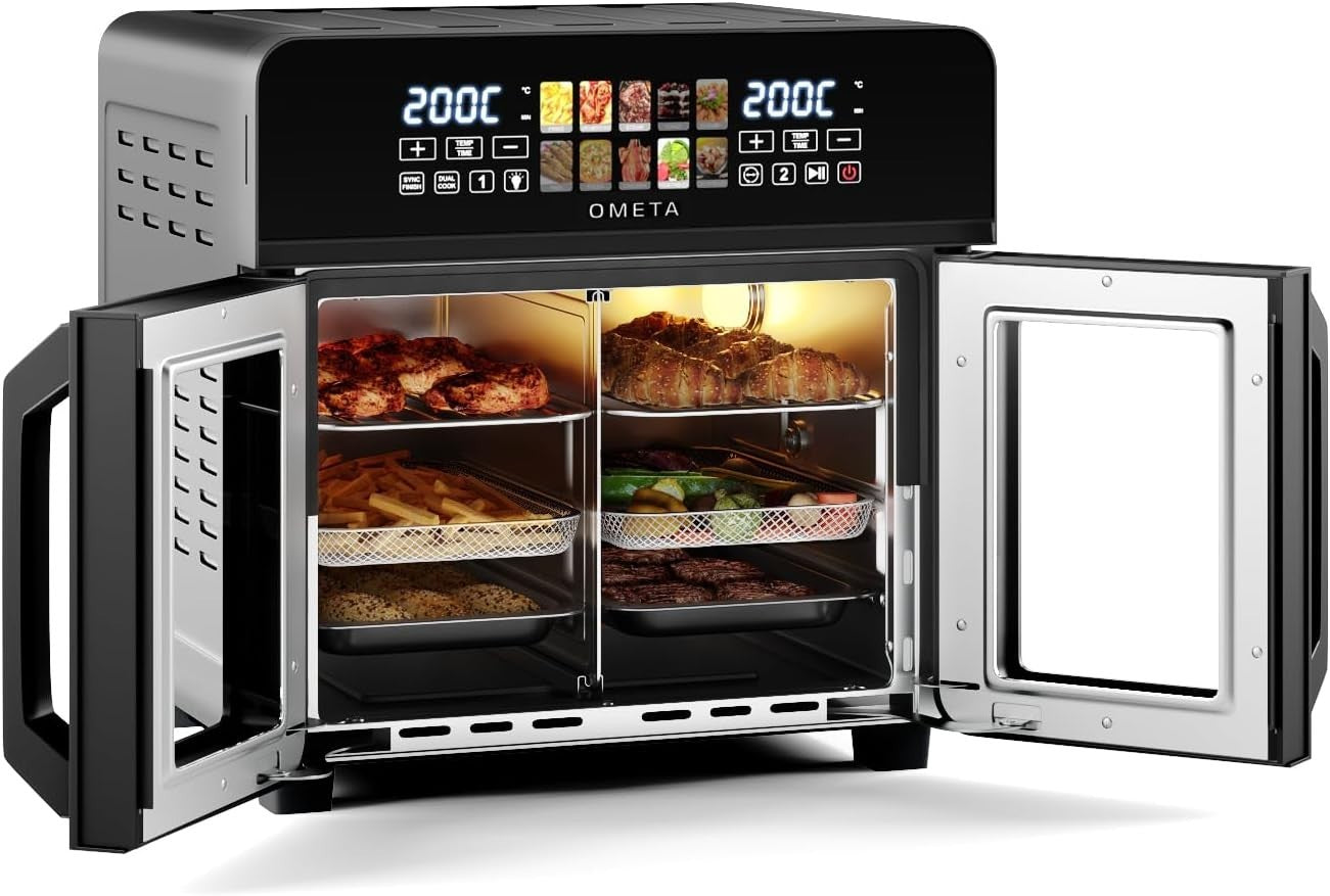 23L Air Fryer Oven Rotisserie Dual Zone Sync Cook Touch LED 10 Presets