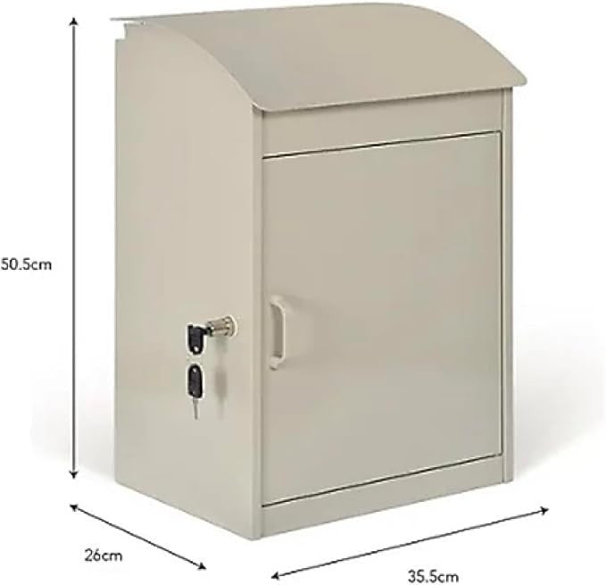 Extra Large Lockable Parcel Box Wall Mounted Steel Mailbox Clay Weatherproof