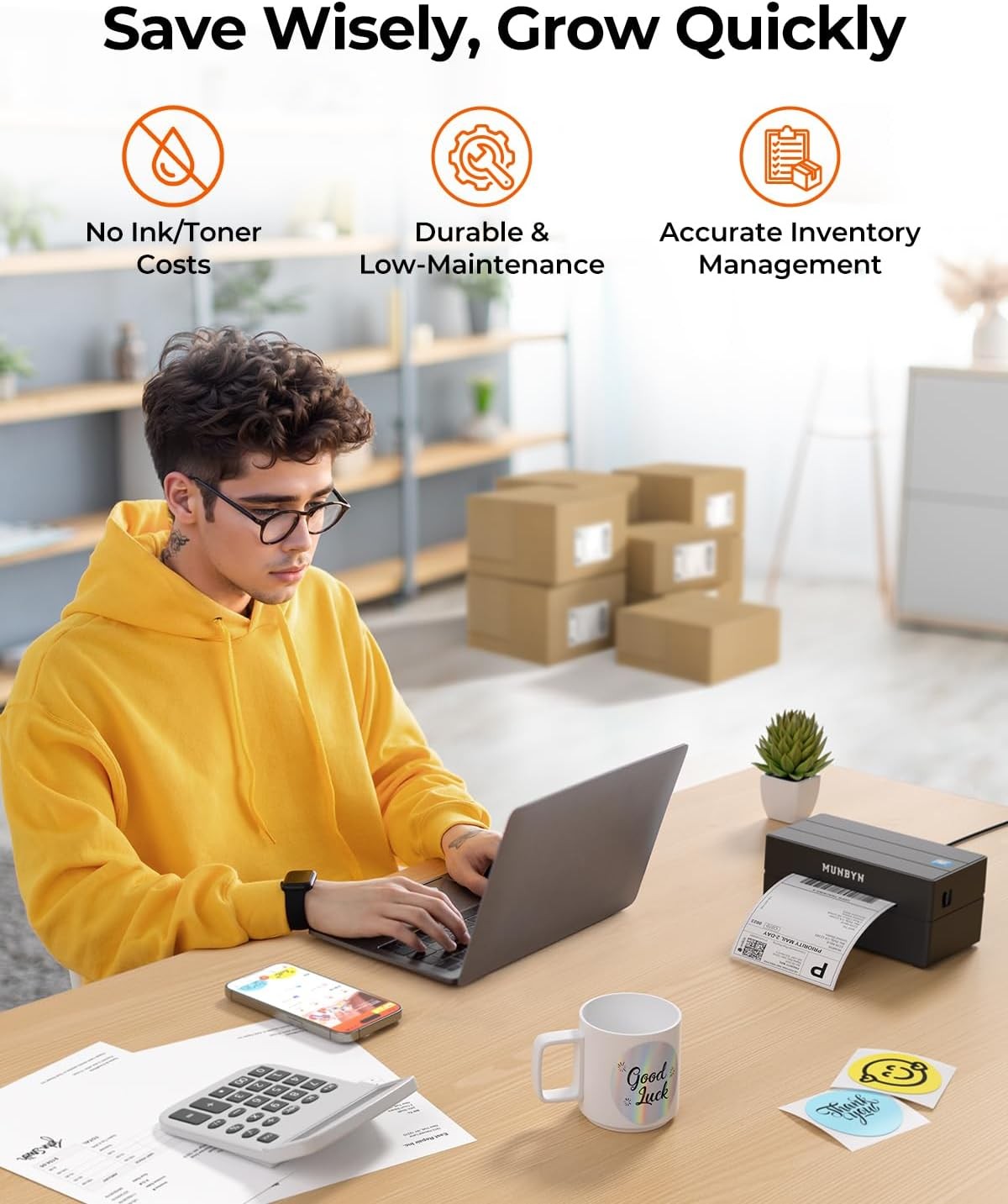 Bluetooth Shipping Label Printer 4x6 Thermal USB