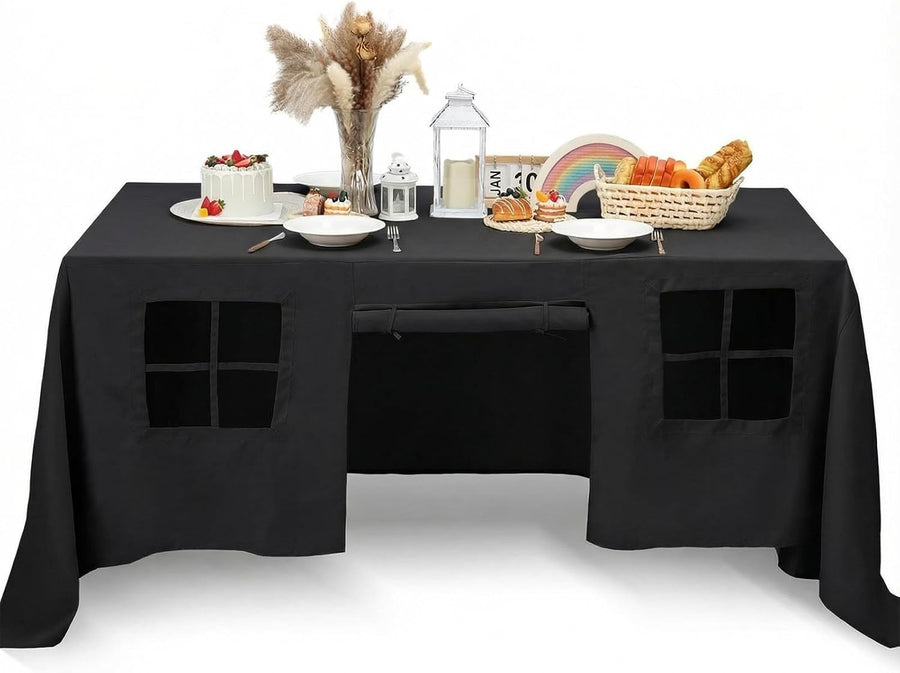 Kids Table Fort Tent Cover Indoor Outdoor Playhouse Dark Style Large