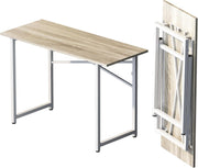 Beige Folding Desk 120cm No Assembly Required Home Office Computer Table
