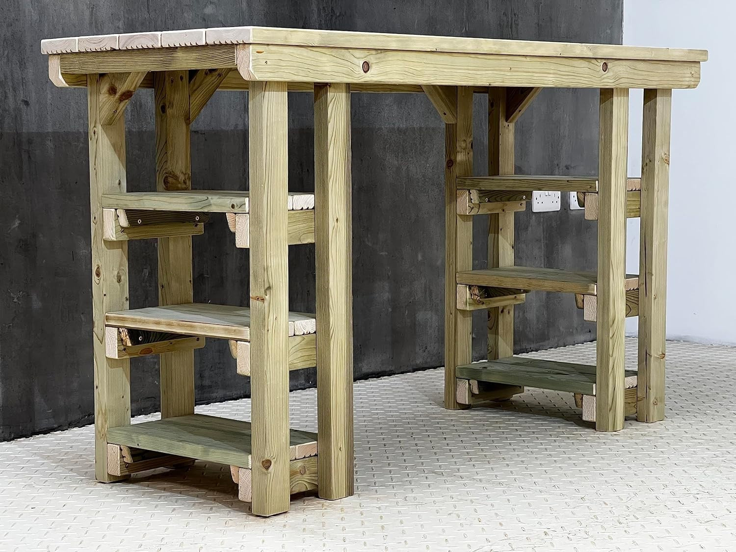 150cm Wooden Garden Potting Table with Chair – Multi-Purpose Outdoor Workbench