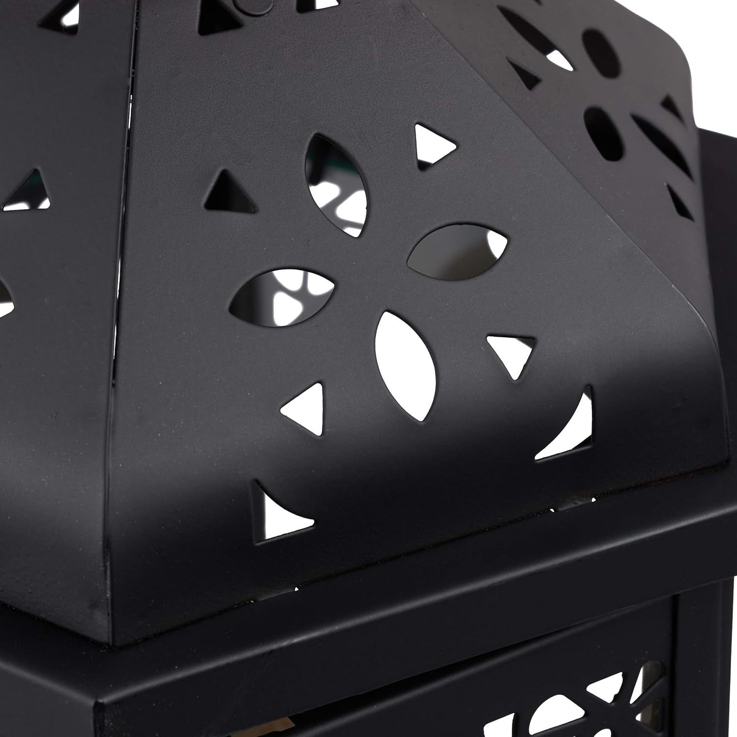 Set of 3 Black Metal Vintage Lanterns Candle Holders Indoor Outdoor