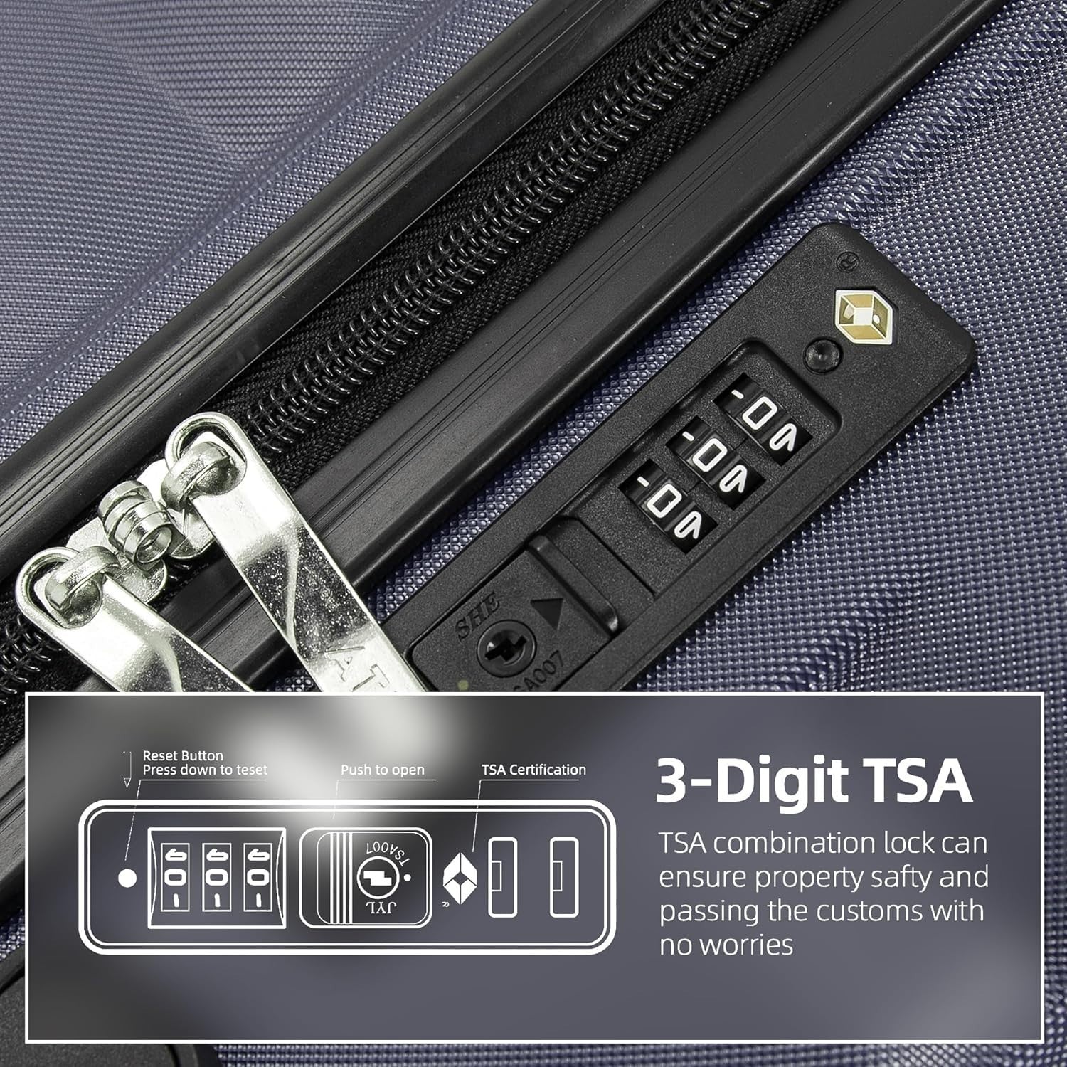 Medium Check In Suitcase 24 Inch ABS Hard Shell Dual Spinner TSA 65L