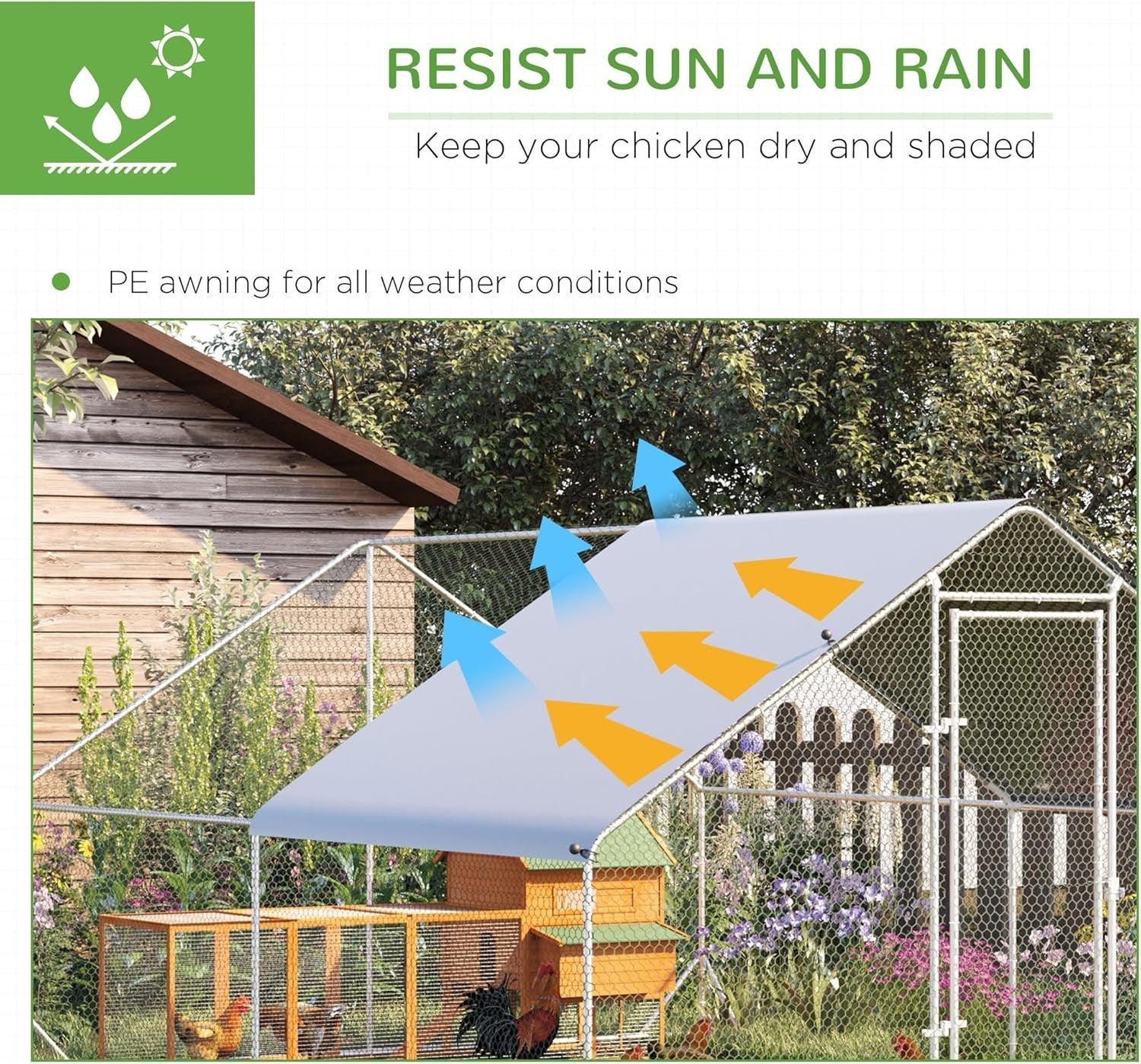 Large Walk In Chicken Run Galvanised Outdoor Pet Enclosure 3x4m 8–12 Hens