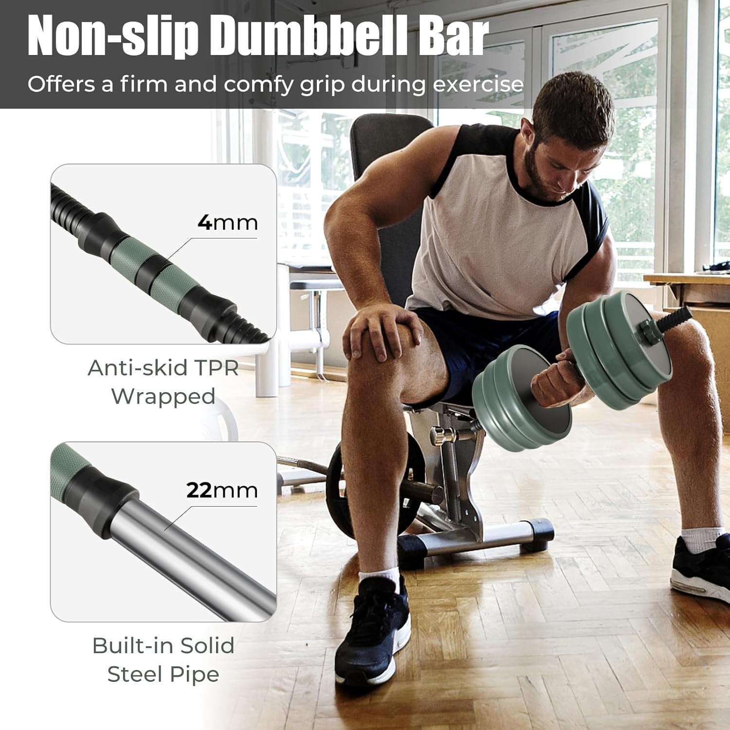 Adjustable 21kg–41kg Dumbbell Barbell Set 4-in-1 Home Gym Weights
