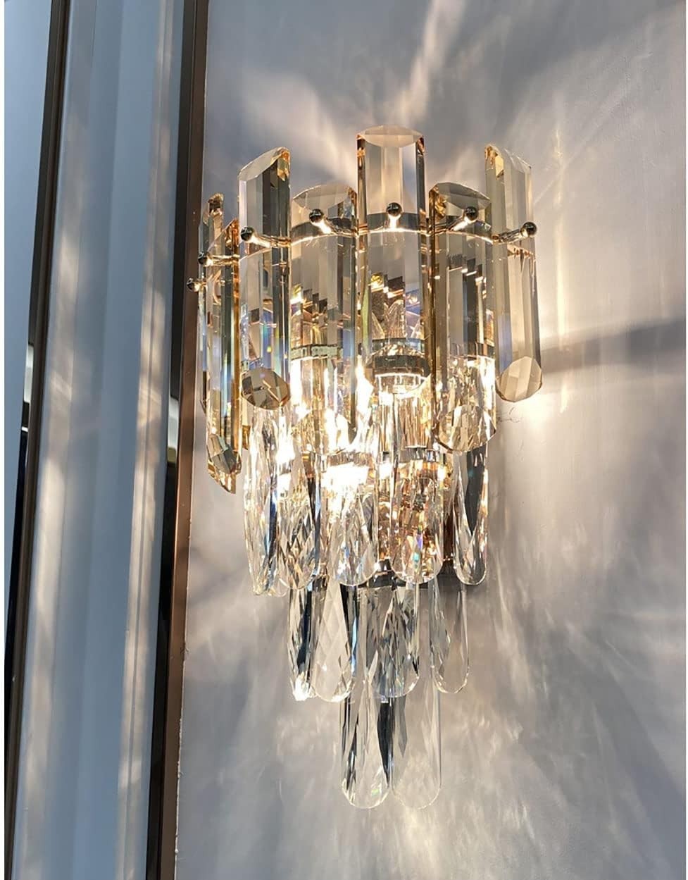 Crystal Wall Sconce Light E14 Luxury Glass Lamp for Bedroom Hotel