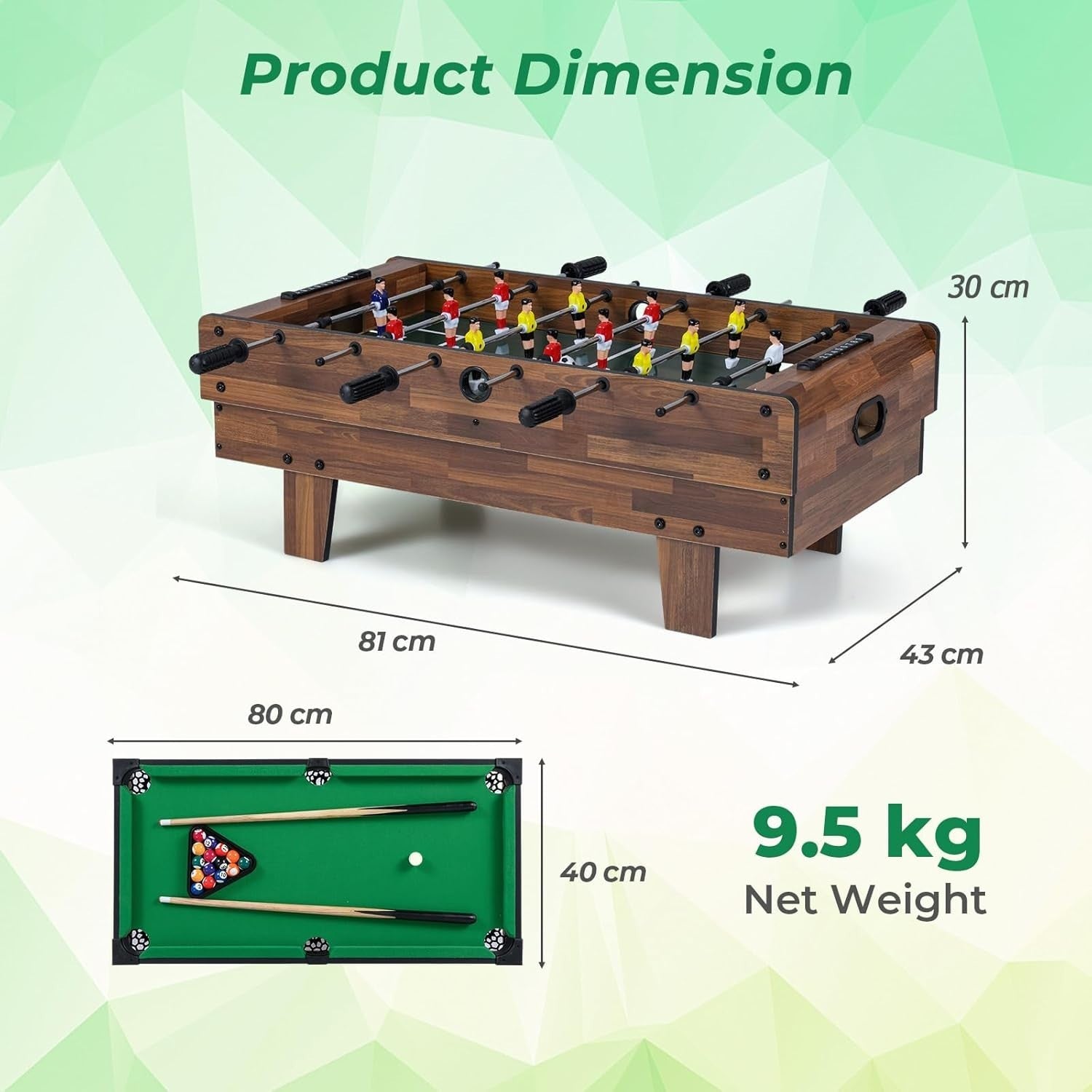Wooden 4 in 1 Games Table Football Air Hockey Pool Table Tennis
