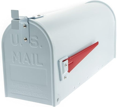 Lockable White Steel Mailbox – Weatherproof, Rustproof, Easy Access, Post Mount