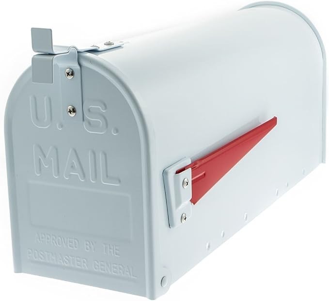 Lockable White Steel Mailbox – Weatherproof, Rustproof, Easy Access, Post Mount